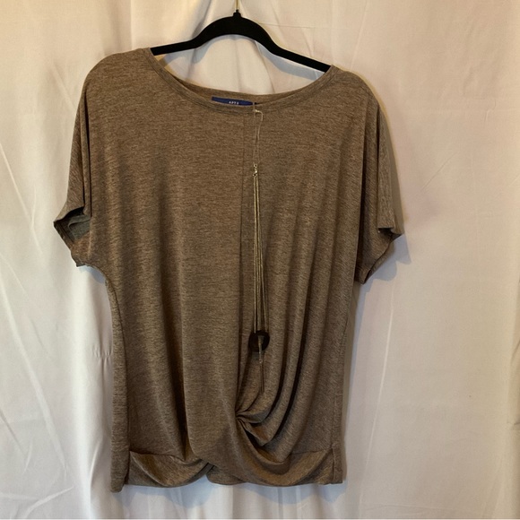 Apt. 9 Tops - APT 9 Women’s brown heathered shirt sleeve top with front knot size LARGE
